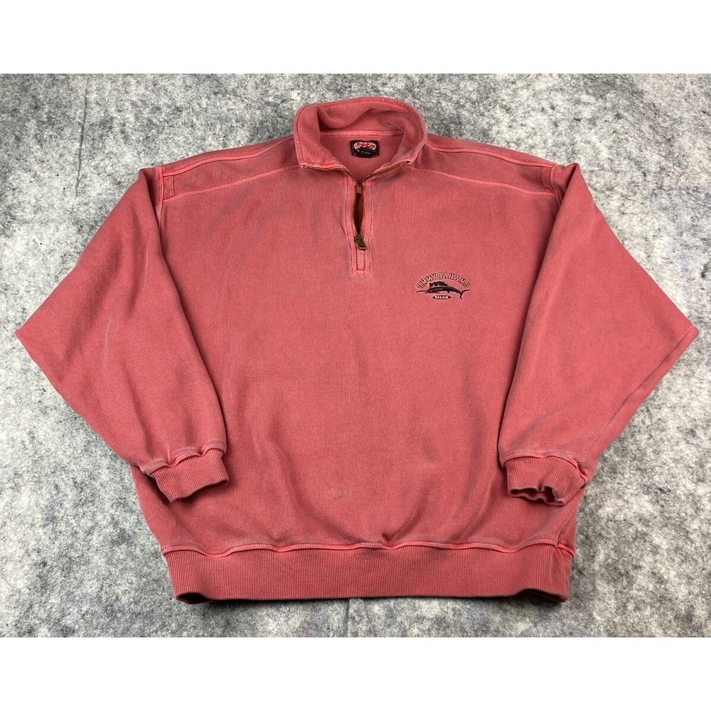Tommy Bahama Relax Men's Medium 1/4‎ Zip Pigment Dyed Red Pullover Sweatshirt
